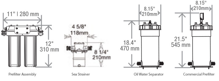 Mini (350 - 750) - Prefilter | Sea Strainer | Oil/Water Separator | Commercial Prefilter